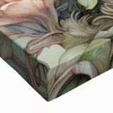 Close-up of a vibrant peacock design canvas wall art, showcasing intricate feather details in rich blues and greens, perfect for enhancing modern decor.