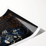 Vibrant peacock design wall art print featuring intricate details and vivid colors, beautifully rolled for easy display, perfect for enhancing home decor.