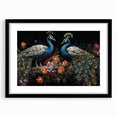 Elegant wall art collection featuring a peacock design in a black frame, showcasing vibrant colors and intricate details, ideal for home decor enhancement.