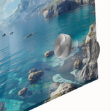 Close-up of a vibrant pelican design wall art piece, showcasing intricate details and bright colors on acrylic glass, perfect for enhancing modern home decor.