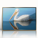 Framed wall art featuring a stunning pelican design in gold and black acrylic, showcasing intricate details and a modern aesthetic, perfect for coastal decor.