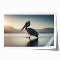 Colorful pelican wall art print showcasing a vibrant design, featuring detailed illustrations of pelicans in their natural habitat, perfect for coastal decor.