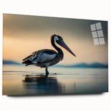 Side view of a modern wall art collection featuring an elegant pelican design printed on acrylic glass, showcasing vibrant colors and intricate details, perfect for enhancing contemporary home decor.