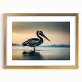 Framed wall art featuring three elegant pelican designs in a gold frame with a mat, perfect for enhancing coastal-themed decor. Ideal for bird lovers and art enthusiasts.