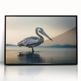 Framed wall art featuring a stylish black acrylic design of pelicans, showcasing intricate details and a modern aesthetic, ideal for home decor.