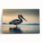 Stretched canvas wall art featuring a vibrant pelican design, showcasing vivid colors and intricate details, perfect for enhancing home decor or coastal themes.