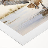 Rolled canvas depicting a vibrant pelican design, showcasing intricate details and colors, ideal for enhancing home decor and art collections.