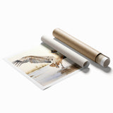 Colorful pelican wall art print showcasing vibrant blues and yellows, featuring intricate details and textures, ideal for coastal home decor.