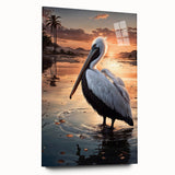 Acrylic wall art featuring a vibrant pelican design, shown from a side view, perfect for adding a coastal touch to home decor. Ideal for bird lovers and art enthusiasts.