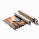 Pelican wall art design featuring vibrant colors and intricate details, rolled for easy display and shipping, perfect for enhancing home decor.