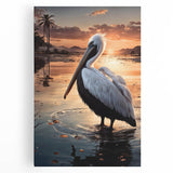 Colorful pelican wall art canvas print showcasing a vibrant design with detailed textures, perfect for enhancing coastal-themed home decor. Ideal for nature lovers.
