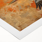 Colorful rolled canvas art featuring a pelican design, showcasing vibrant hues and intricate details of the bird against a serene backdrop, perfect for home decor.