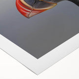 Vibrant rolled canvas artwork showcasing a colorful puffin design, perfect for coastal-themed decor, elegantly displayed in a protective cardboard tube.