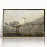 Framed wall art featuring a stunning design of sea birds in flight, set against a vibrant ocean backdrop, with an elegant gold-acrylic frame enhancing its visual appeal.