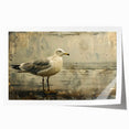 Colorful sea birds wall art print showcasing a vibrant design with various bird species against a serene blue ocean background, perfect for coastal decor enthusiasts.