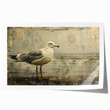 Colorful sea birds wall art print showcasing a vibrant design with various bird species against a serene blue ocean background, perfect for coastal decor enthusiasts.