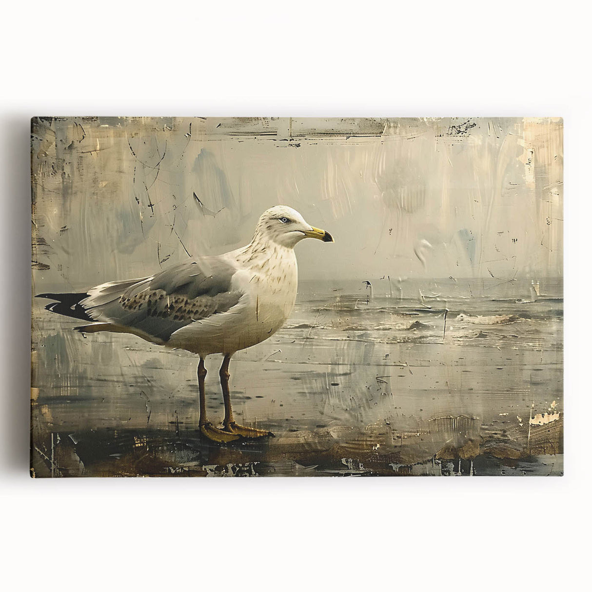Stretched canvas wall art showcasing a vibrant sea bird design with rich colors, perfect for coastal decor. Ideal for enhancing modern living spaces.