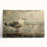 "Stretched canvas wall art featuring a vibrant design of various sea birds in a coastal setting, showcasing vivid colors and intricate details, perfect for beach-themed decor."