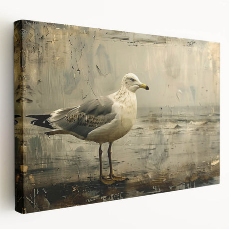 Vibrant sea bird wall art design on stretched canvas, showcasing colorful coastal birds in a dynamic composition, ideal for beach-themed decor.