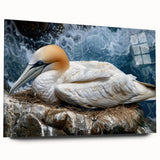 Acrylic wall art collection showcasing a vibrant sea birds design, featuring a colorful array of oceanic hues and intricate details, displayed in a side view without pins.
