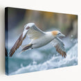 Stretched canvas wall art featuring a collection of vibrant sea birds in a coastal setting, showcasing detailed colors and textures, perfect for nature-inspired decor.