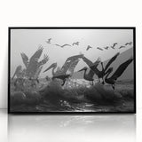 Framed wall art collection showcasing vibrant sea birds in an elegant black frame, enhancing coastal decor and adding a touch of nature-inspired aesthetics to interiors.