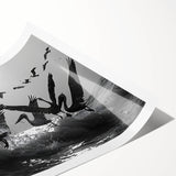 Vibrant rolled print showcasing a collection of sea bird designs, featuring a mix of colorful coastal birds against a soft background, ideal for nautical-themed decor.