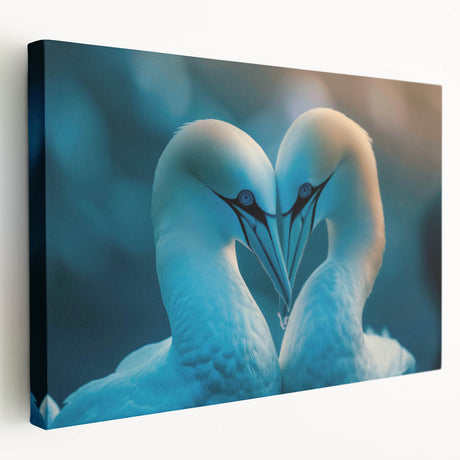 Stretched canvas artwork showcasing a vibrant sea birds design, featuring various colorful bird species in a dynamic arrangement, perfect for coastal decor.