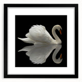 Elegant black-framed wall art showcasing a serene swan design, perfect for enhancing home decor. Ideal for nature lovers and art enthusiasts, this piece adds sophistication to any room.