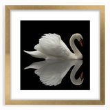 Elegant gold-framed wall art collection showcasing a serene swan design, perfect for home decor. The mat adds a sophisticated touch, enhancing any interior space.