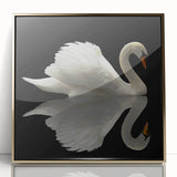 Framed wall art featuring a graceful swan design, with a gold acrylic front, ideal for elegant home decor. Perfect for enhancing modern or minimalist interiors.