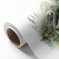 Swan-themed rolled canvas wall art, showcasing a serene design featuring elegant swans in a tranquil water setting, perfect for home decor enhancement.