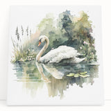 Stretched canvas wall art featuring an elegant swan design, showcasing soft pastel colors and intricate details, perfect for home decor or art enthusiasts.