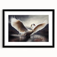 Black-framed wall art collection showcasing elegant swan designs, featuring a mat for enhanced display, perfect for modern home decor. Ideal for nature lovers.