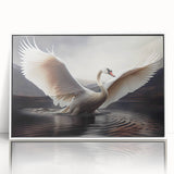 Framed wall art showcasing a serene swan design in a minimalist style, featuring a crisp white frame and acrylic front, perfect for modern home decor.