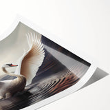 Rolled print of a serene swan design in a minimalist style, showcasing soft pastel colors and elegant lines, perfect for home decor or wall art collection.