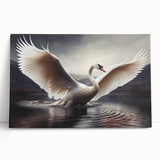 Elegant swan wall art design on stretched canvas, showcasing soft pastel colors and intricate details, perfect for home decor and enhancing living spaces.