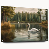Elegant acrylic wall art featuring a side view of swans, showcasing a serene design with intricate details and vibrant colors, ideal for home decor enhancement.