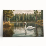 Stretched canvas wall art featuring an elegant swan design, showcasing intricate details and soft pastel colors, perfect for enhancing home decor aesthetics.