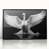 Framed wall art showcasing elegant swan designs in black and white acrylic, perfect for modern decor. Ideal for adding sophistication to living spaces.