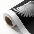Elegant swan design wall art in vibrant colors, printed on high-quality rolled canvas, showcasing intricate details and textures, perfect for home decor.