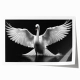 Elegant rolled print showcasing a serene swan design, perfect for home decor. This art piece features soft colors and intricate details, ideal for adding a touch of nature to any room. Packaged securely in a cardboard tube for safe delivery.