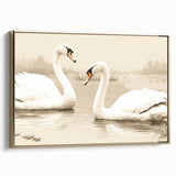Framed canvas wall art featuring elegant swan design in gold hues, showcasing a sophisticated side view, perfect for enhancing home decor with a touch of luxury.