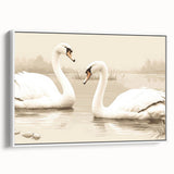 Elegant framed canvas wall art depicting a serene white swan design, showcasing soft colors and intricate details, perfect for enhancing home decor. Ideal for nature lovers seeking unique and stylish artwork.
