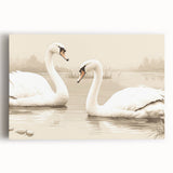 Elegant wall art featuring a serene swan design on stretched canvas, showcasing soft hues of blue and white, perfect for adding tranquility to any living space. Ideal for nature lovers and home decor enthusiasts.