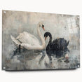 Swan-themed wall art collection displayed in acrylic glass frame, showcasing intricate design details and vivid colors, ideal for modern home decor.