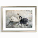 Elegant silver-framed wall art featuring a serene swan design, ideal for enhancing home decor with a touch of sophistication. Perfect for nature lovers and art enthusiasts.