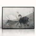Framed black wall art featuring a serene swan design in an elegant acrylic finish, perfect for enhancing modern home decor with a touch of nature.