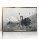 Framed wall art featuring a graceful swan design in acrylic with a gold frame, showcasing elegance and sophistication, perfect for modern home decor.