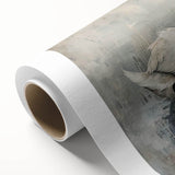 Elegant swan design wall art on rolled canvas, showcasing intricate details and soft pastel colors, perfect for home decor and art enthusiasts.